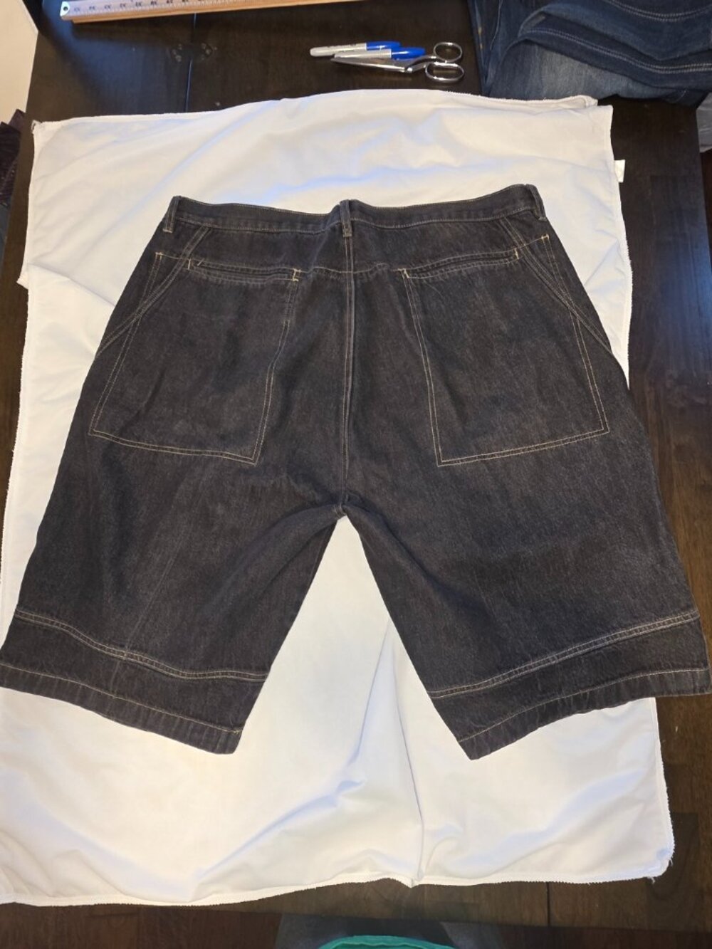 Marithe Francois Girbaud Shorts Mens 44 Black Jean Denim Long Baggy Y2K HipHop - Picture 3 of 10